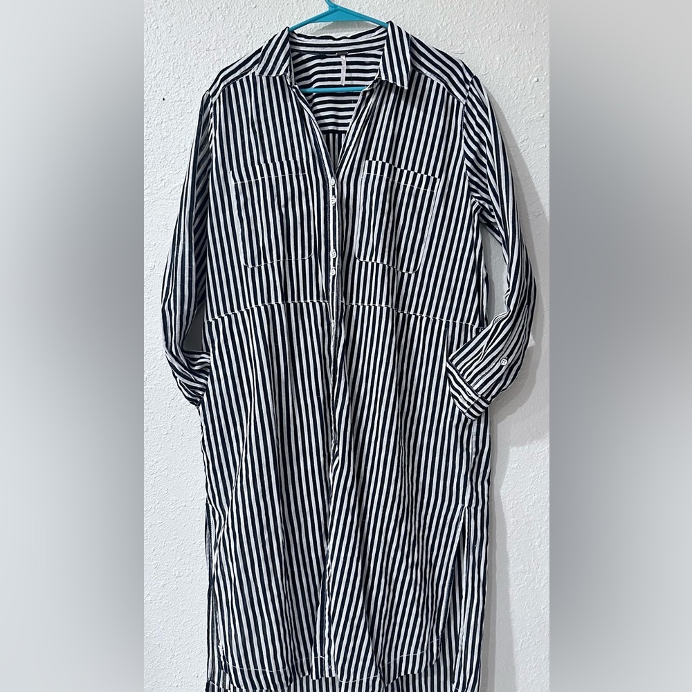 Free People Faded In The Morning Linen Blend Button Down Dress - Small Flaw*